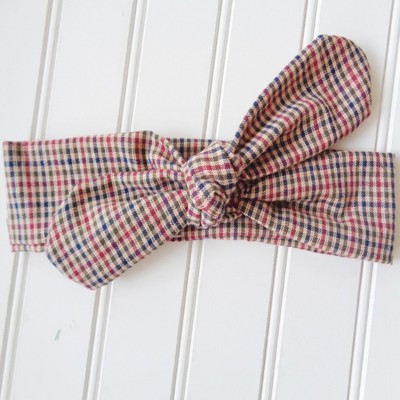 Donna Knotted Headband - Blue Green and Red Check