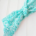  Donna Knotted Headband - White Flowers on Teal