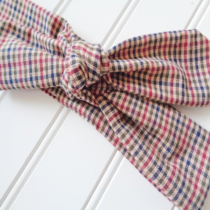 Donna Knotted Headband - Blue Green and Red Check