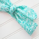 Donna Knotted Headband - White Flowers on Teal