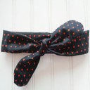  Donna Knotted Headband - Orange Dots on Black