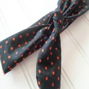  Donna Knotted Headband - Orange Dots on Black