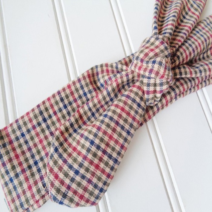 Donna Knotted Headband - Blue Green and Red Check