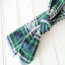  Donna Flannel Knotted Headband - Navy and Green Plaid