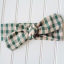 Knotted Headband - Green and Tan Gingham