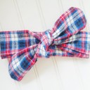  Donna Flannel Knotted Headband - Red and Blue Plaid