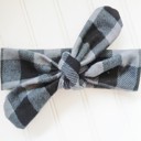  Donna Flannel Knotted Headband - Black and Gray Buffalo