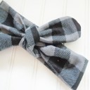 Donna Flannel Knotted Headband - Black and Gray Buffalo