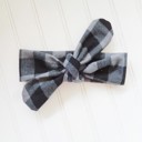  Donna Flannel Knotted Headband - Black and Gray Buffalo