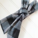  Donna Flannel Knotted Headband - Black and Gray Buffalo