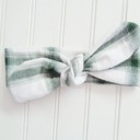  Donna Flannel Knotted Headband - Green and White Plaid