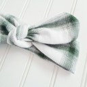  Donna Flannel Knotted Headband - Green and White Plaid
