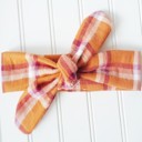  Donna Flannel Knotted Headband - Orange and Berry Plaid