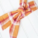  Donna Flannel Knotted Headband - Orange and Berry Plaid