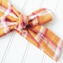  Donna Flannel Knotted Headband - Orange and Berry Plaid