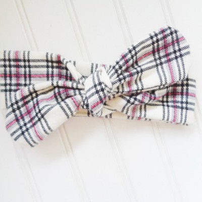 Donna Flannel Knotted Headband - Pink and Black Plaid