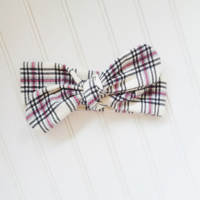 Donna Flannel Knotted Headband - Pink and Black Plaid