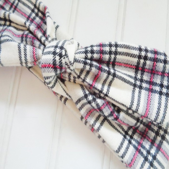 Donna Flannel Knotted Headband - Pink and Black Plaid