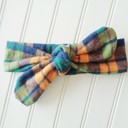  Donna Flannel Knotted Headband - Navy, Orange and Green Plaid