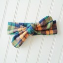  Donna Flannel Knotted Headband - Navy, Orange and Green Plaid