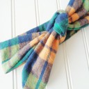 Donna Flannel Knotted Headband - Navy, Orange and Green Plaid