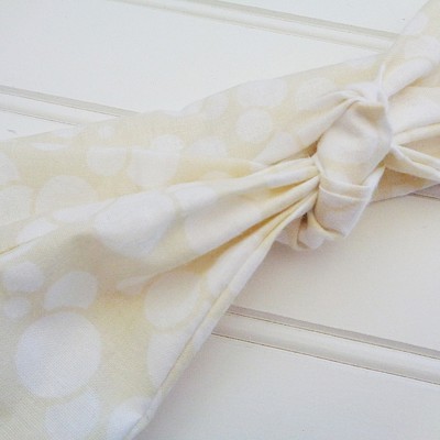 Donna Knotted Headband - White Circles on Ivory