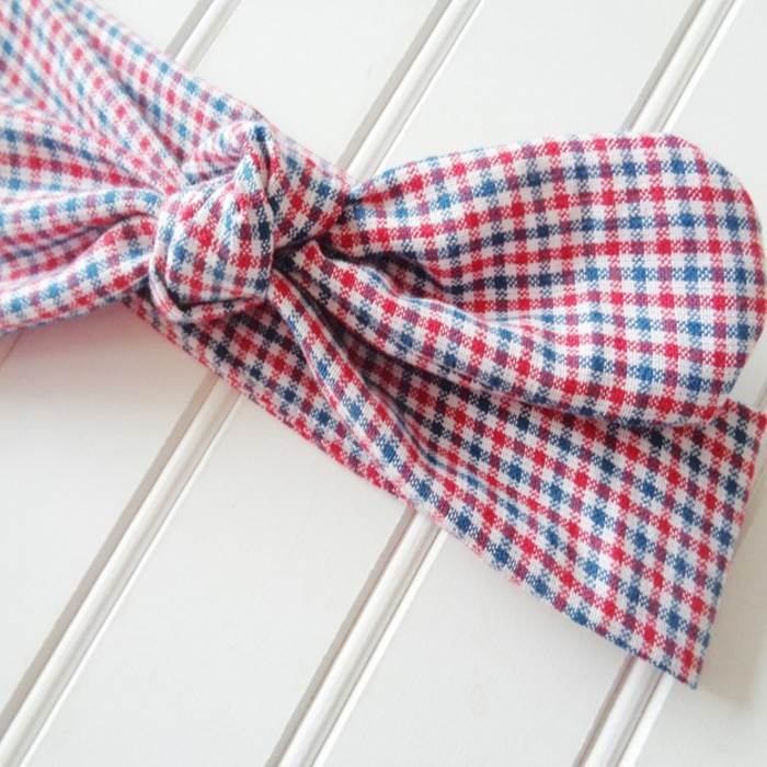 Donna Knotted Headband - Red and Blue Check