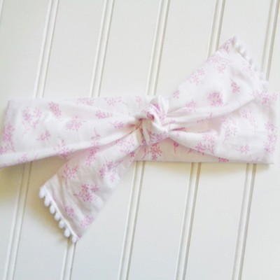 Pompom Knotted Headband - Lilac Flowers