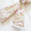  Pompom Knotted Headband - Pink and Yellow Flowers