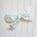  Pompom Knotted Headband - Teal Flowers