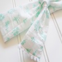 Pompom Knotted Headband - Teal Flowers
