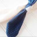  Sarah Knotted Headband - Black and Blue Check with Muslin