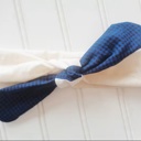  Sarah Knotted Headband - Black and Blue Check with Muslin