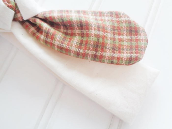 Sarah Knotted Headband - Brown and Green Plaid with Muslin