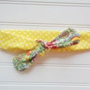  Sarah Knotted Headband - Dots on Yellow with Bright Floral
