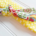  Sarah Knotted Headband - Dots on Yellow with Bright Floral