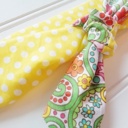  Sarah Knotted Headband - Dots on Yellow with Bright Floral