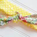  Sarah Knotted Headband - Dots on Yellow with Bright Floral