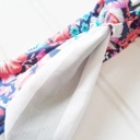  Sarah Knotted Headband - Floral on Navy with Gray Stripes