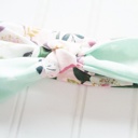  Knotted Headband - Floral on Pink with Triangles on Mint