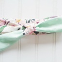  Knotted Headband - Floral on Pink with Triangles on Mint
