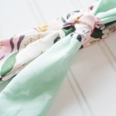  Knotted Headband - Floral on Pink with Triangles on Mint