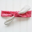  Sarah Knotted Headband - Floral on Red with Black Dots