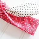  Sarah Knotted Headband - Floral on Red with Black Dots