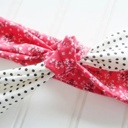  Sarah Knotted Headband - Floral on Red with Black Dots