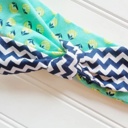  Sarah Knotted Headband - Lime and Navy Floral with Navy Chevron