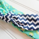  Sarah Knotted Headband - Lime and Navy Floral with Navy Chevron