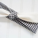  Sarah Knotted Headband - Muslin with Black Gingham