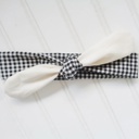  Sarah Knotted Headband - Muslin with Black Gingham