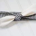  Sarah Knotted Headband - Muslin with Black Gingham